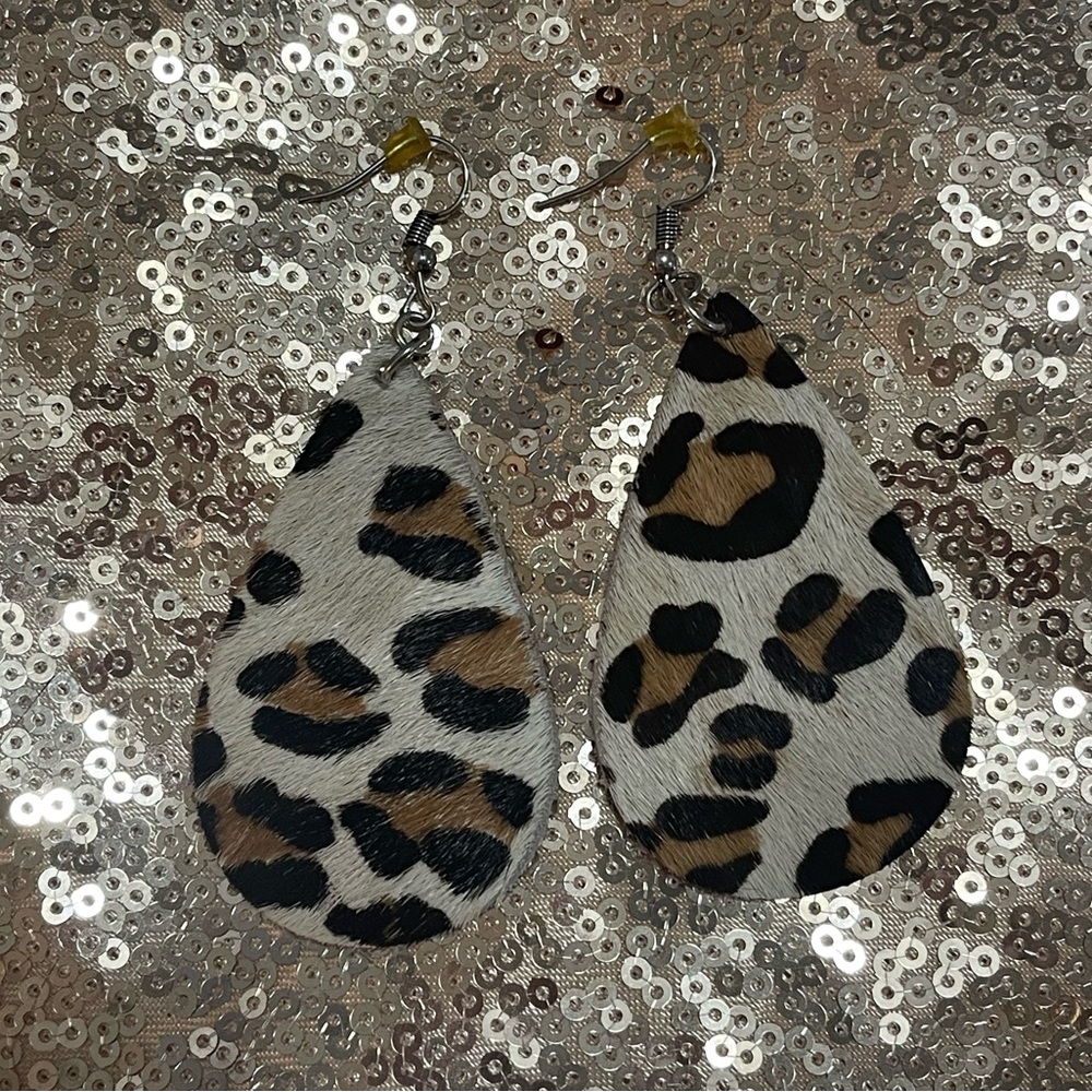 Leopard Print Teardrop Earrings